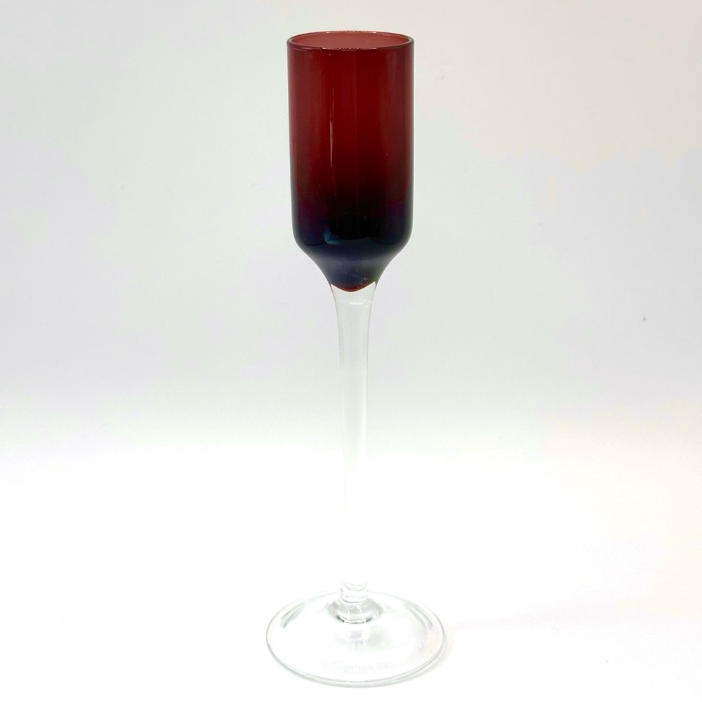 Artland Cordial Long Stem Flute Liqueur Glass Hand Blown 6” Tall Art Glass